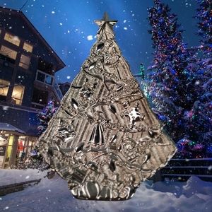 Gorham Lenox Silver Plated Christmas Tree Treat Dish Metal Candy Dish 9x6in